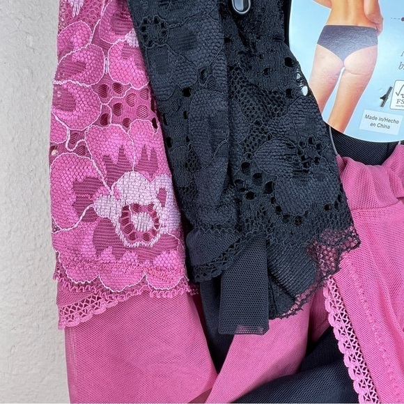 NEW 3X ADORE ME PAYAL CHEEKY PANTY SET OF 2 BLACK PINK PLUS LINGERIE NWT - Picture 7 of 7